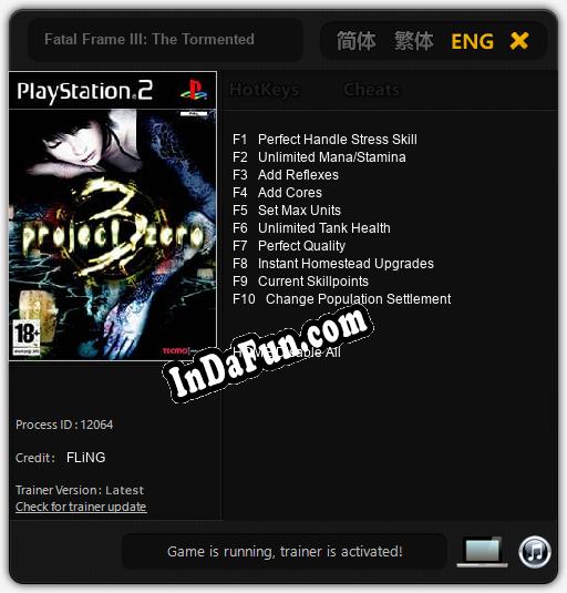 Fatal Frame III: The Tormented: TRAINER AND CHEATS (V1.0.27)