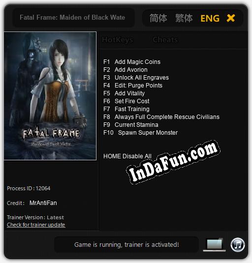 Fatal Frame: Maiden of Black Water: Cheats, Trainer +10 [MrAntiFan]