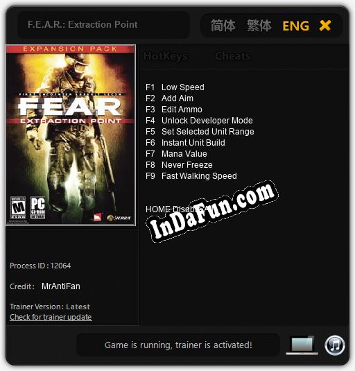 Trainer for F.E.A.R.: Extraction Point [v1.0.7]