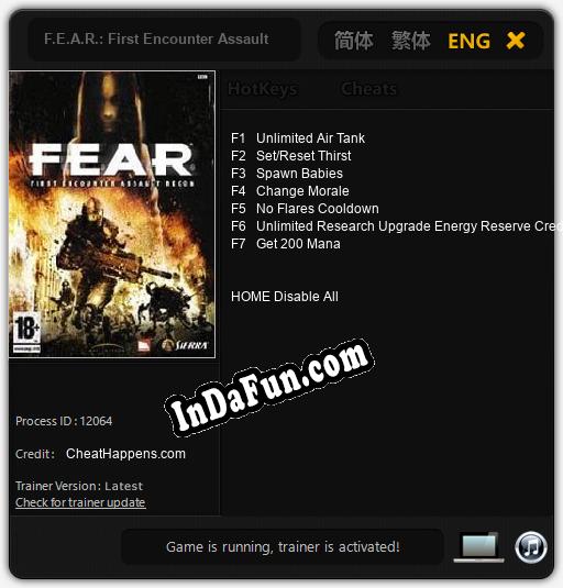 Trainer for F.E.A.R.: First Encounter Assault Recon [v1.0.9]