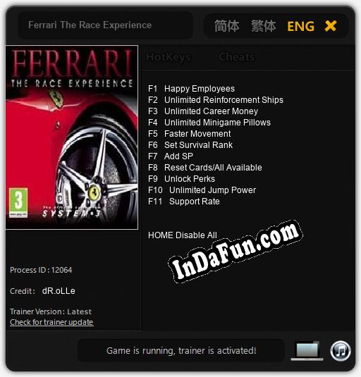 Trainer for Ferrari The Race Experience [v1.0.5]