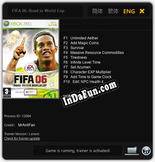 FIFA 06: Road to World Cup: Cheats, Trainer +10 [MrAntiFan]