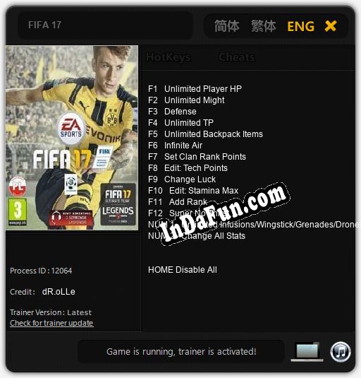 FIFA 17: Cheats, Trainer +14 [dR.oLLe]