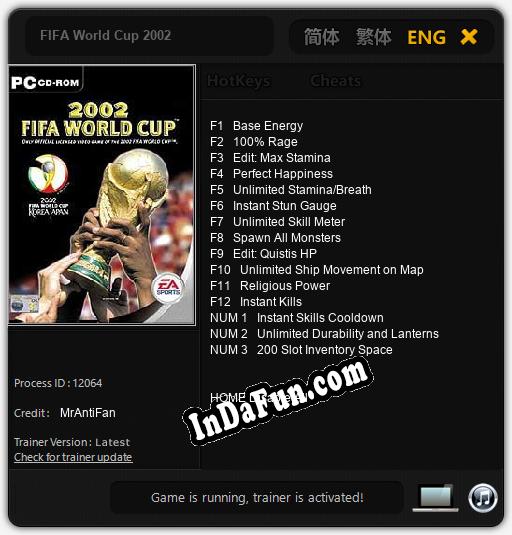 FIFA World Cup 2002: Trainer +15 [v1.3]