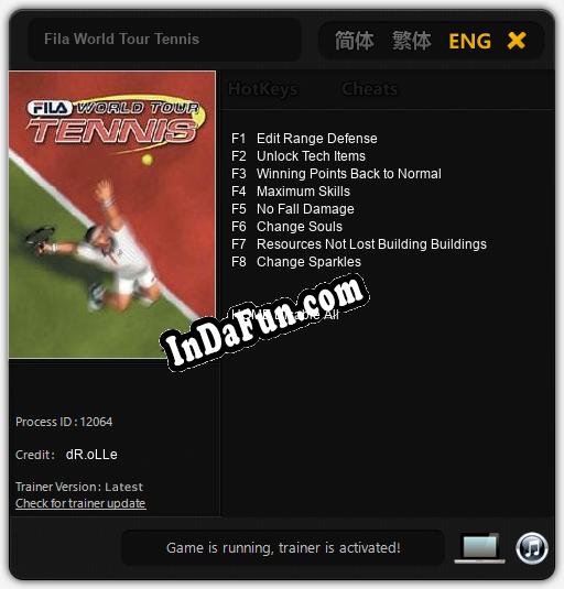 Fila World Tour Tennis: TRAINER AND CHEATS (V1.0.9)