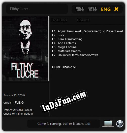 Filthy Lucre: Cheats, Trainer +7 [FLiNG]