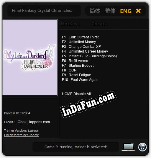 Trainer for Final Fantasy Crystal Chronicles: My Life as a Darklord [v1.0.2]