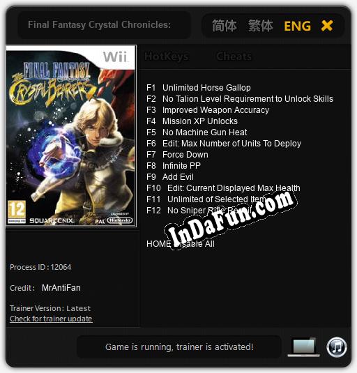 Final Fantasy Crystal Chronicles: The Crystal Bearers: TRAINER AND CHEATS (V1.0.46)