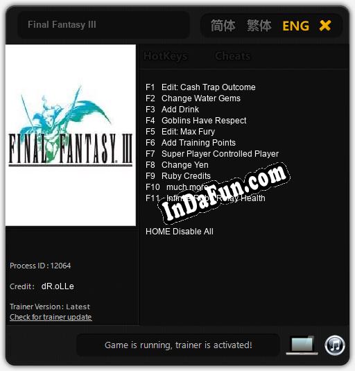 Trainer for Final Fantasy III [v1.0.4]