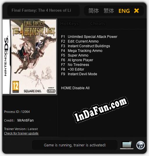 Final Fantasy: The 4 Heroes of Light: Cheats, Trainer +9 [MrAntiFan]