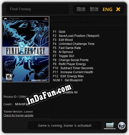 Final Fantasy: Cheats, Trainer +13 [MrAntiFan]
