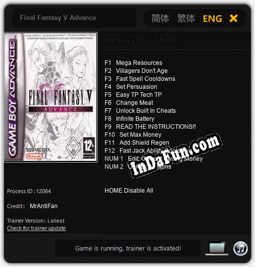 Final Fantasy V Advance: Cheats, Trainer +14 [MrAntiFan]