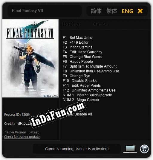 Trainer for Final Fantasy VII [v1.0.4]