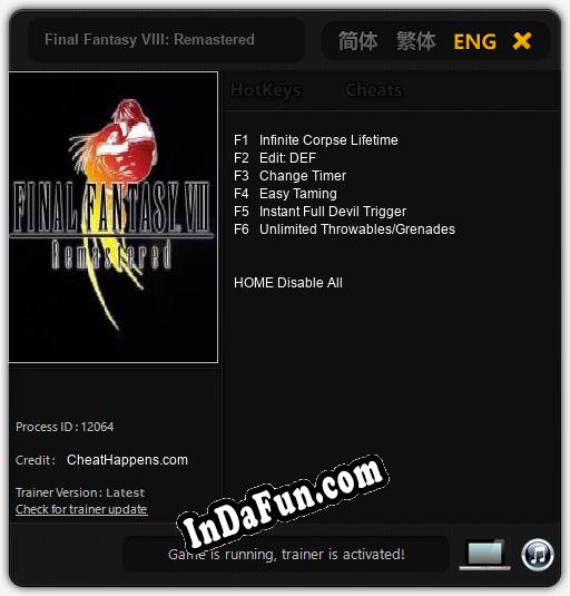 Trainer for Final Fantasy VIII: Remastered [v1.0.8]