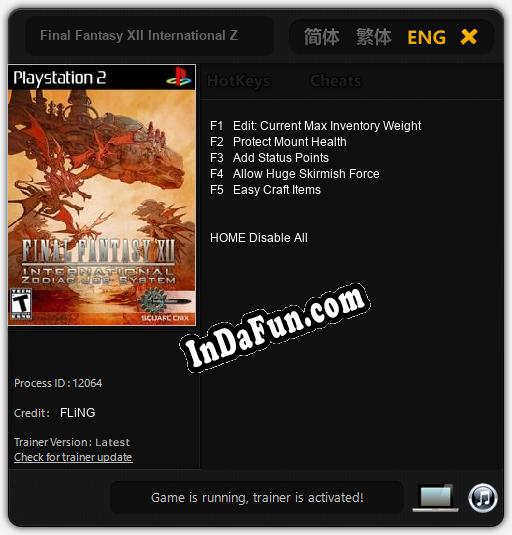 Final Fantasy XII International Zodiac Job System: Trainer +5 [v1.5]