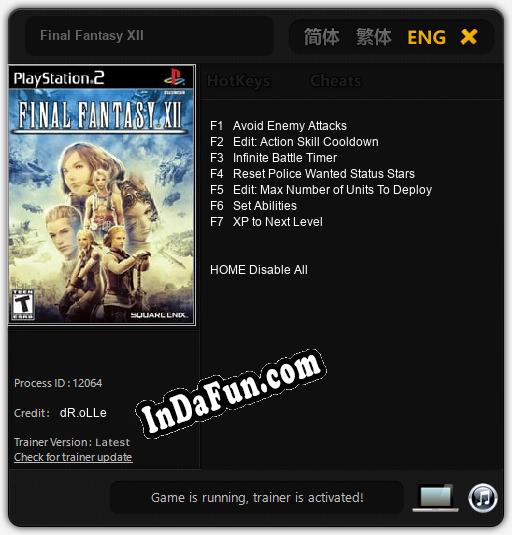 Final Fantasy XII: TRAINER AND CHEATS (V1.0.24)