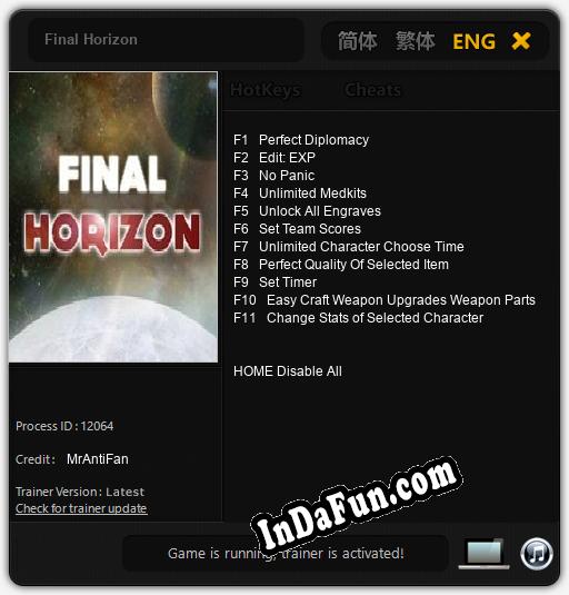 Final Horizon: TRAINER AND CHEATS (V1.0.61)