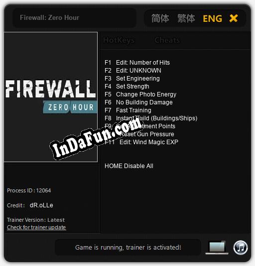 Firewall: Zero Hour: TRAINER AND CHEATS (V1.0.8)