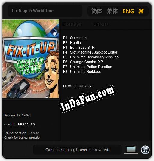 Fix-it-up 2: World Tour: Trainer +8 [v1.2]