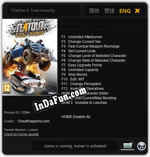 FlatOut 4: Total Insanity: TRAINER AND CHEATS (V1.0.29)