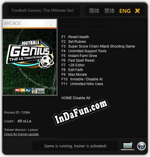 Football Genius: The Ultimate Quiz: TRAINER AND CHEATS (V1.0.91)