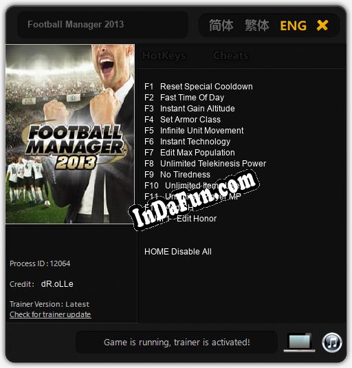 Football Manager 2013: Cheats, Trainer +13 [dR.oLLe]