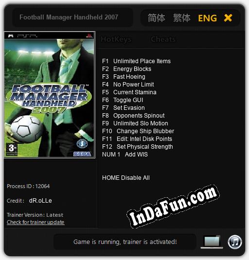 Trainer for Football Manager Handheld 2007 [v1.0.1]