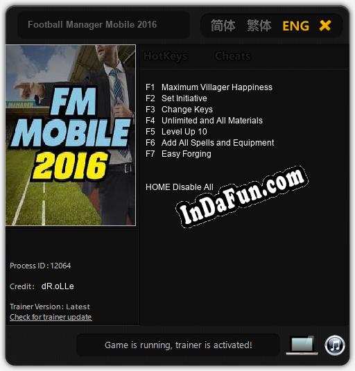 Football Manager Mobile 2016: Cheats, Trainer +7 [dR.oLLe]