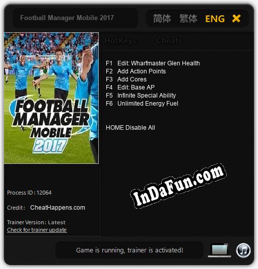 Football Manager Mobile 2017: Trainer +6 [v1.3]