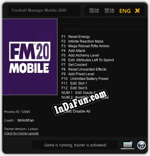 Football Manager Mobile 2020: Trainer +14 [v1.1]