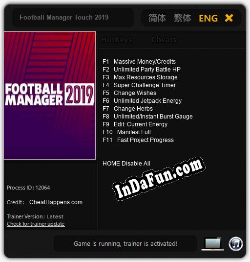 Football Manager Touch 2019: Cheats, Trainer +11 [CheatHappens.com]