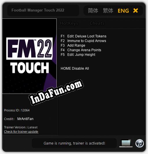 Trainer for Football Manager Touch 2022 [v1.0.2]