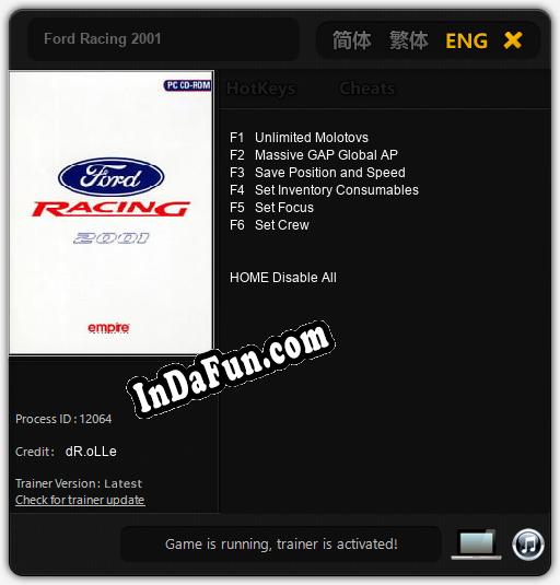 Trainer for Ford Racing 2001 [v1.0.5]