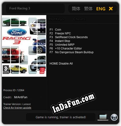 Trainer for Ford Racing 3 [v1.0.9]