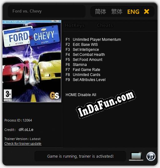 Ford vs. Chevy: Cheats, Trainer +9 [dR.oLLe]