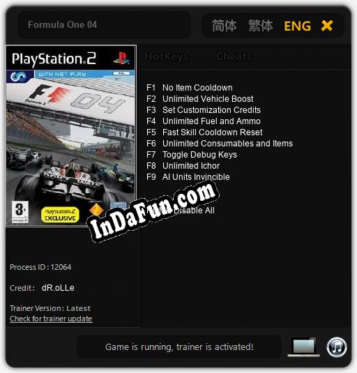 Formula One 04: TRAINER AND CHEATS (V1.0.34)