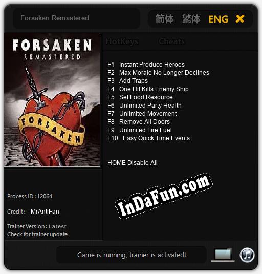 Forsaken Remastered: TRAINER AND CHEATS (V1.0.29)