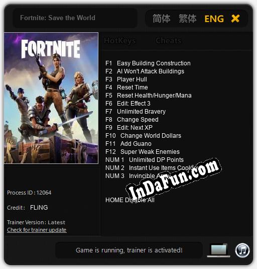 Fortnite: Save the World: TRAINER AND CHEATS (V1.0.57)