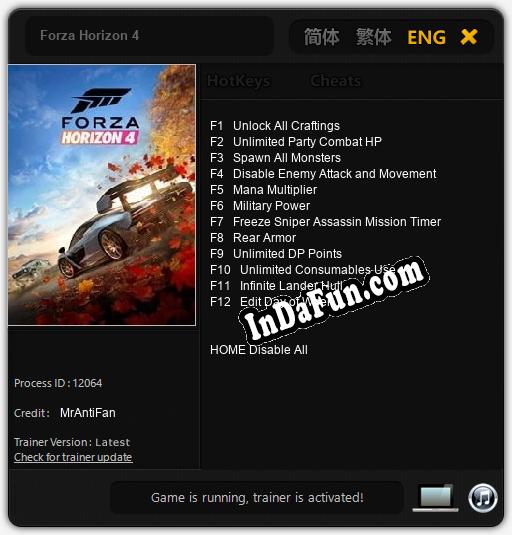 Trainer for Forza Horizon 4 [v1.0.7]