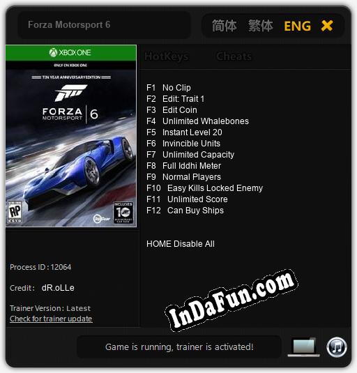 Forza Motorsport 6: Trainer +12 [v1.1]