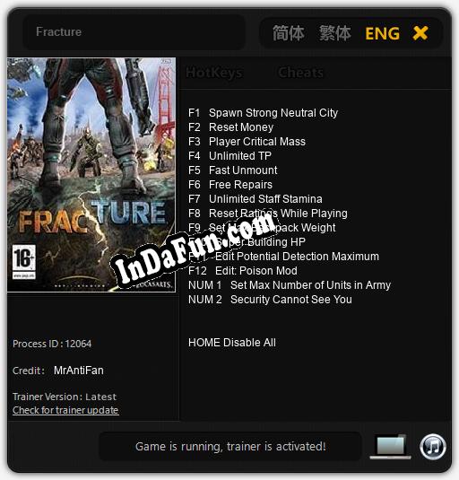 Fracture: Cheats, Trainer +14 [MrAntiFan]