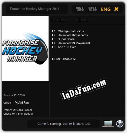 Franchise Hockey Manager 2014: TRAINER AND CHEATS (V1.0.65)