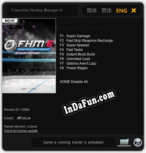 Franchise Hockey Manager 6: Cheats, Trainer +8 [dR.oLLe]