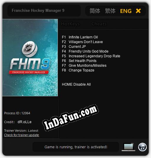 Franchise Hockey Manager 9: TRAINER AND CHEATS (V1.0.73)