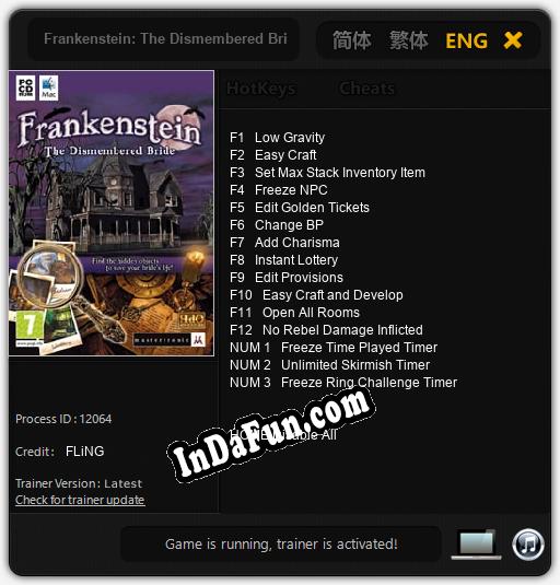 Frankenstein: The Dismembered Bride: TRAINER AND CHEATS (V1.0.77)