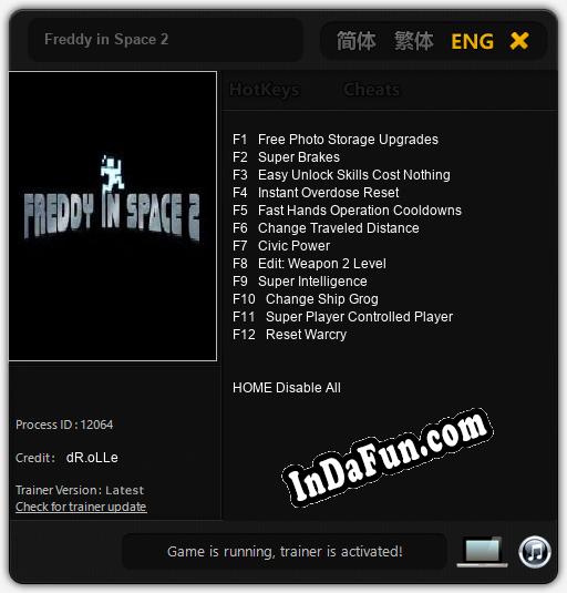 Freddy in Space 2: Trainer +12 [v1.4]