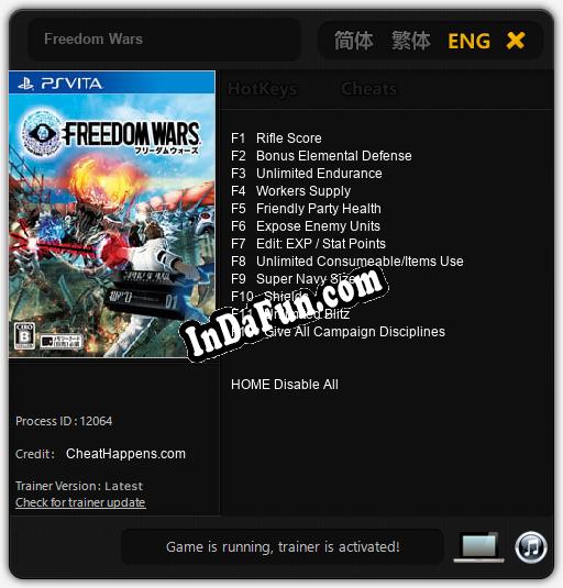 Freedom Wars: Trainer +12 [v1.9]