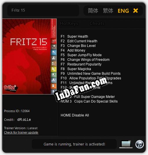 Fritz 15: TRAINER AND CHEATS (V1.0.12)