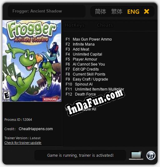 Frogger: Ancient Shadow: Cheats, Trainer +12 [CheatHappens.com]