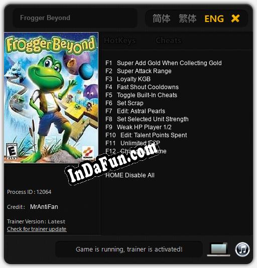 Frogger Beyond: Cheats, Trainer +12 [MrAntiFan]